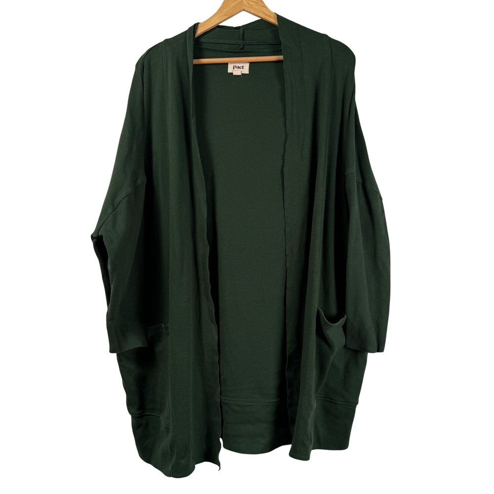 Pact Organic Cotton Airplane Wrap Open Front Cardigan Shawl Collar Women M/L